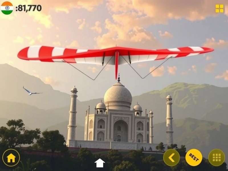Glider Legend India Gameplay showing Himalayan landscape with Indian flag glider
